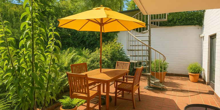 Terrasse Gartengeschoss KI bearbeitet