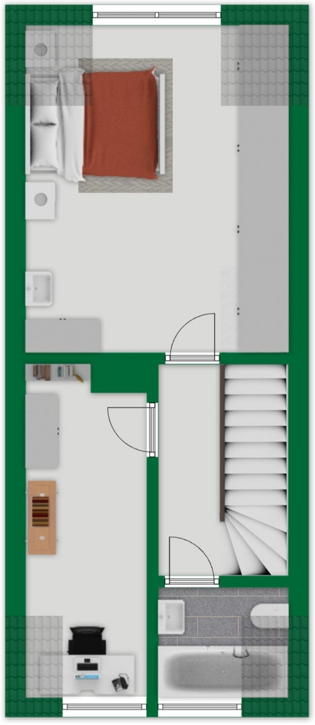 Grundriss-Skizze Obergeschoss linkes Haus