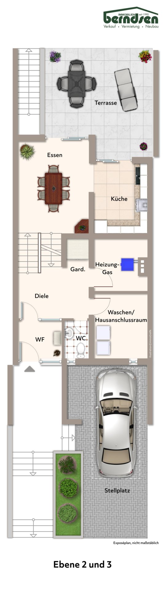 Grundriss: Ebene 2 und 3