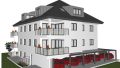 Straßenasicht mit Garagen