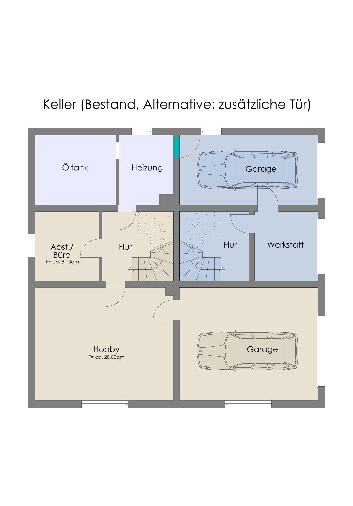 Grundriss Untergeschoss mit Trennungsmöglichkeit